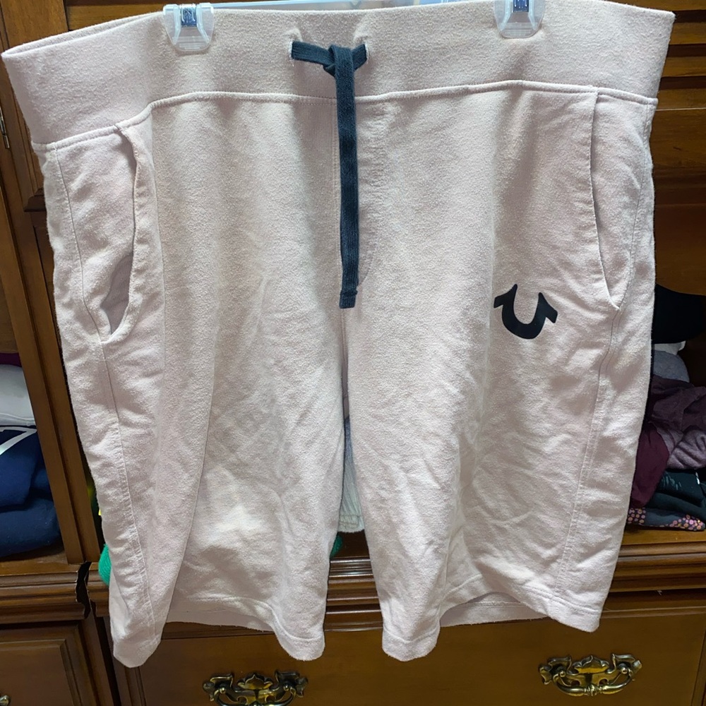 True Religion light pink Comfy shorts.